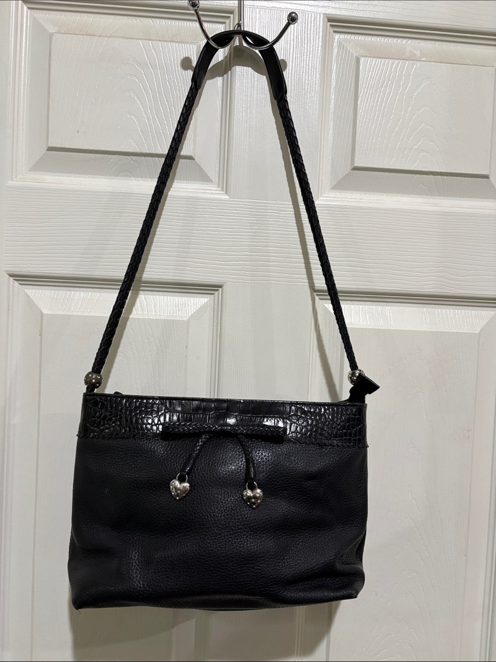 Brighton Black Shoulder Bag with Heart Charms
